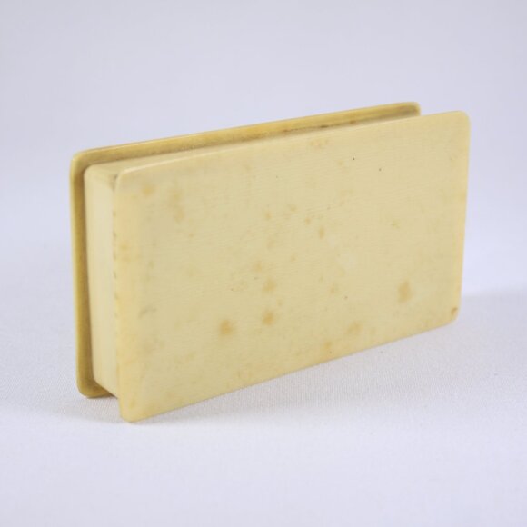 Antique celluloid plastic jewelry box, trinket box lined in royal blue velvet - Picture 10 of 10